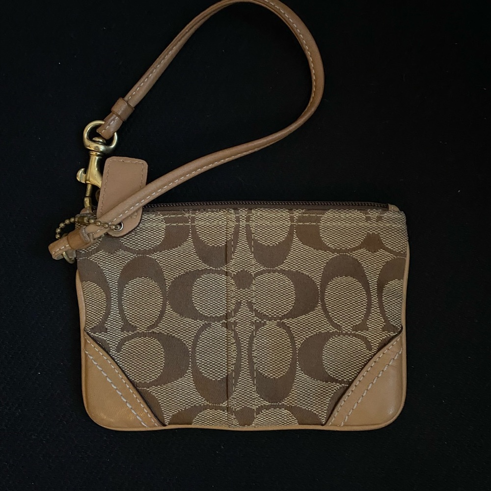 Coach Canvas/Leather Signature Wristlet